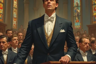 AI art of Elmer Gantry standing at a pulpit